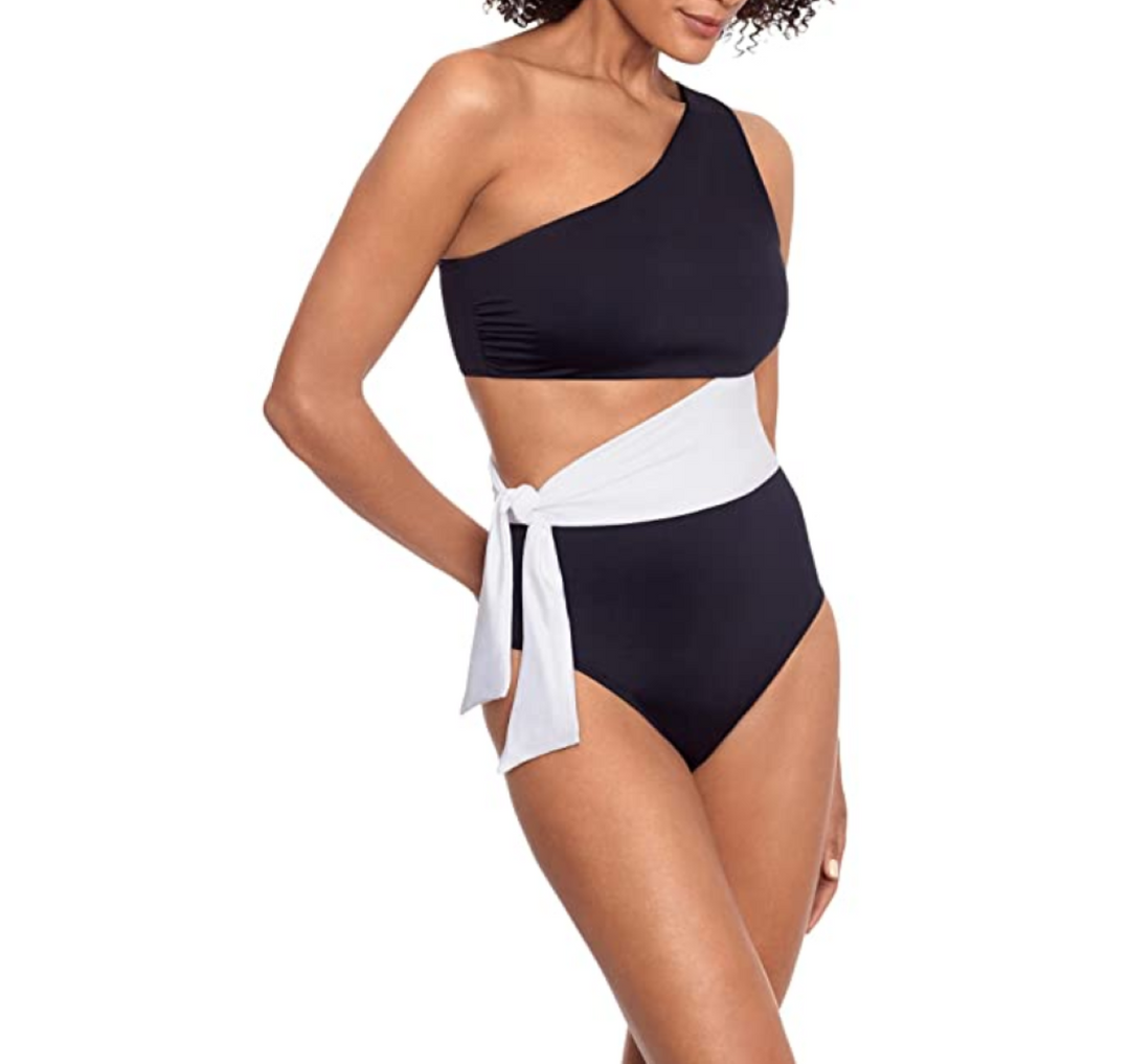 LAUREN RALPH LAUREN Bel Air Cutout One-Shoulder One-Piece Swimsuit