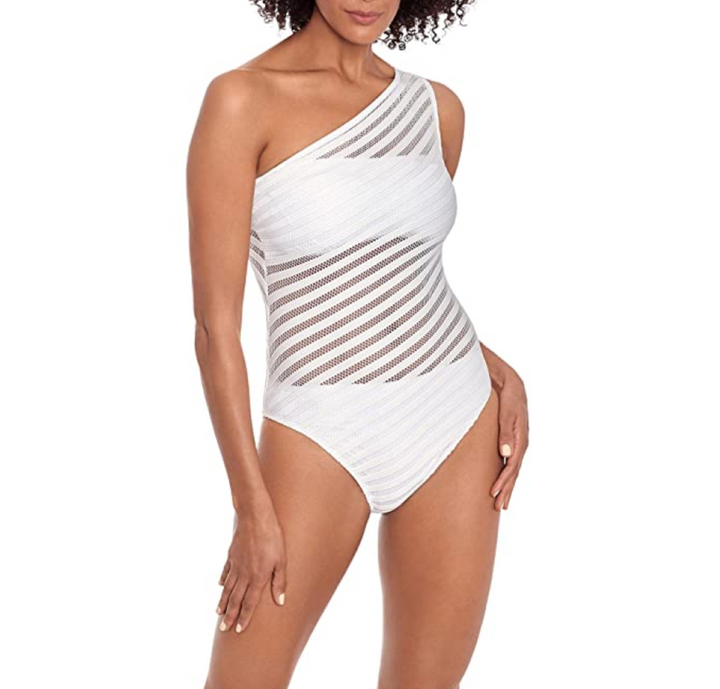LAUREN RALPH LAUREN One-Shoulder Tummy-Control One-Piece Swimsuit