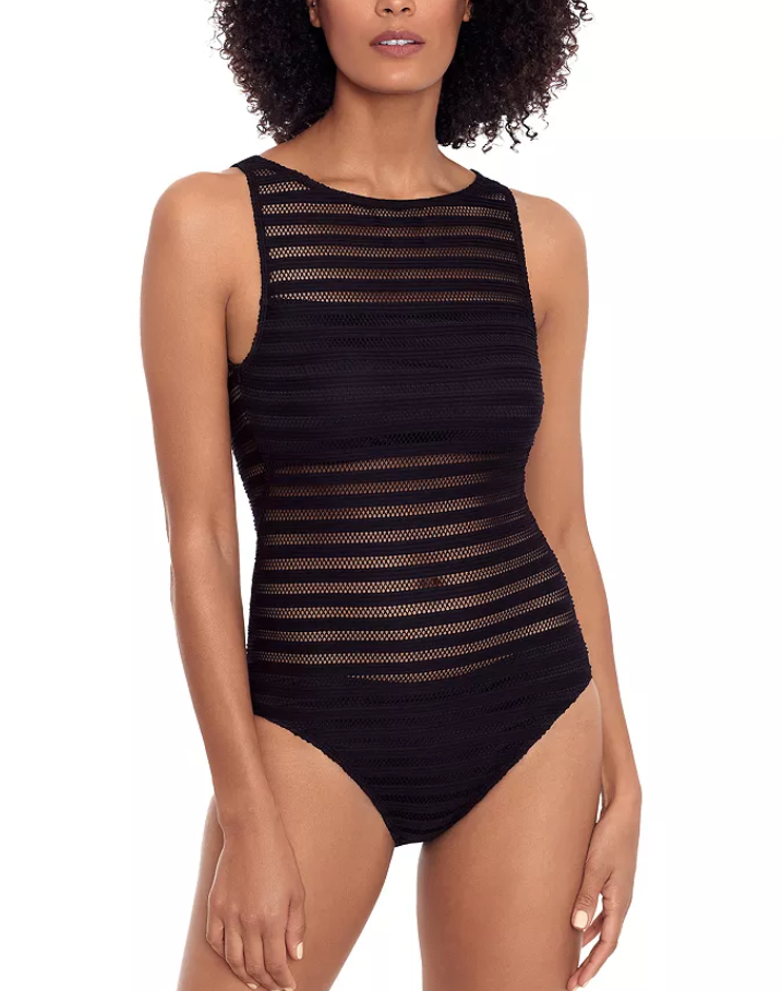 LAUREN RALPH LAUREN Ottoman Boat Neck One Piece Swimsuit