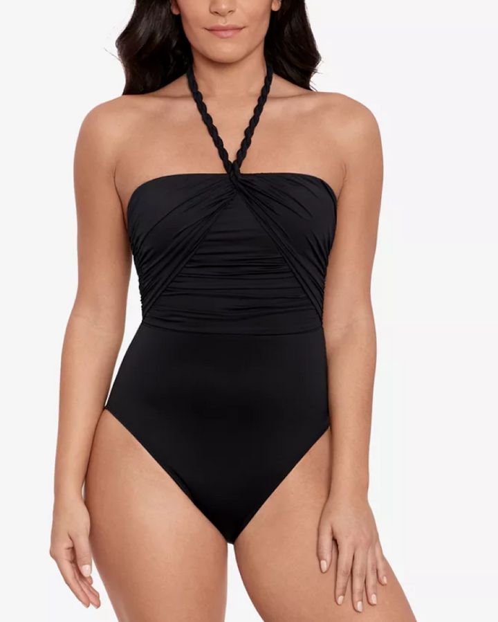 LAUREN RALPH LAUREN Twisted Halter-Style One Piece Swimsuit
