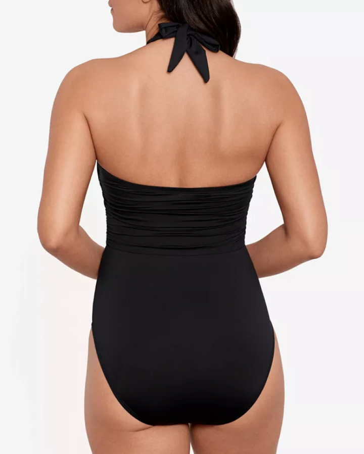 LAUREN RALPH LAUREN Twisted Halter-Style One Piece Swimsuit