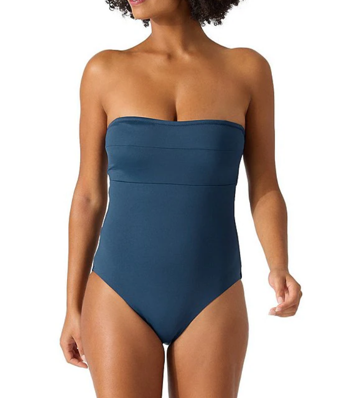 Tommy Bahama Palm Modern Bandeau One Piece Swimsuit