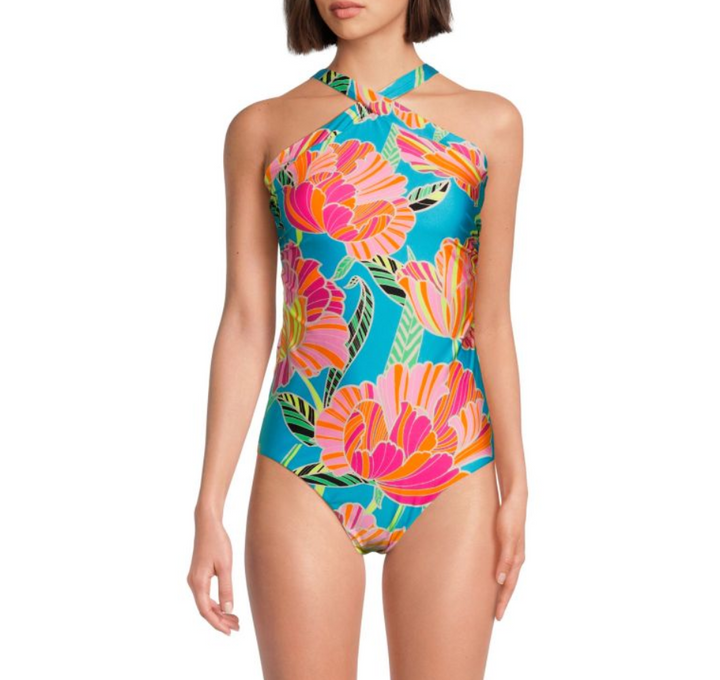 Trina Turk Reversible Halterneck One Piece Swimsuit