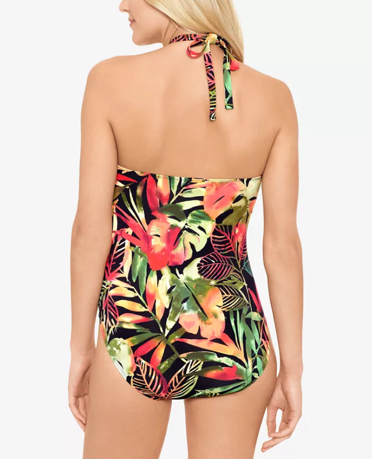 LAUREN RALPH LAUREN High-Neck Tummy-Control One-Piece Swimsuit