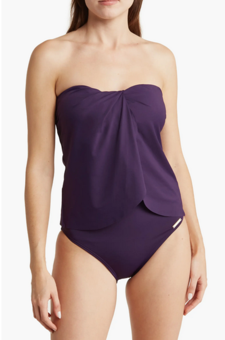 Vince Camuto Strapless Draped Tankini Top