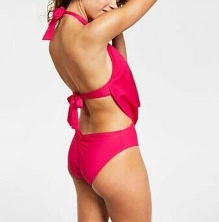 Bar III Solid Cowlneck One-Piece Swimsuit