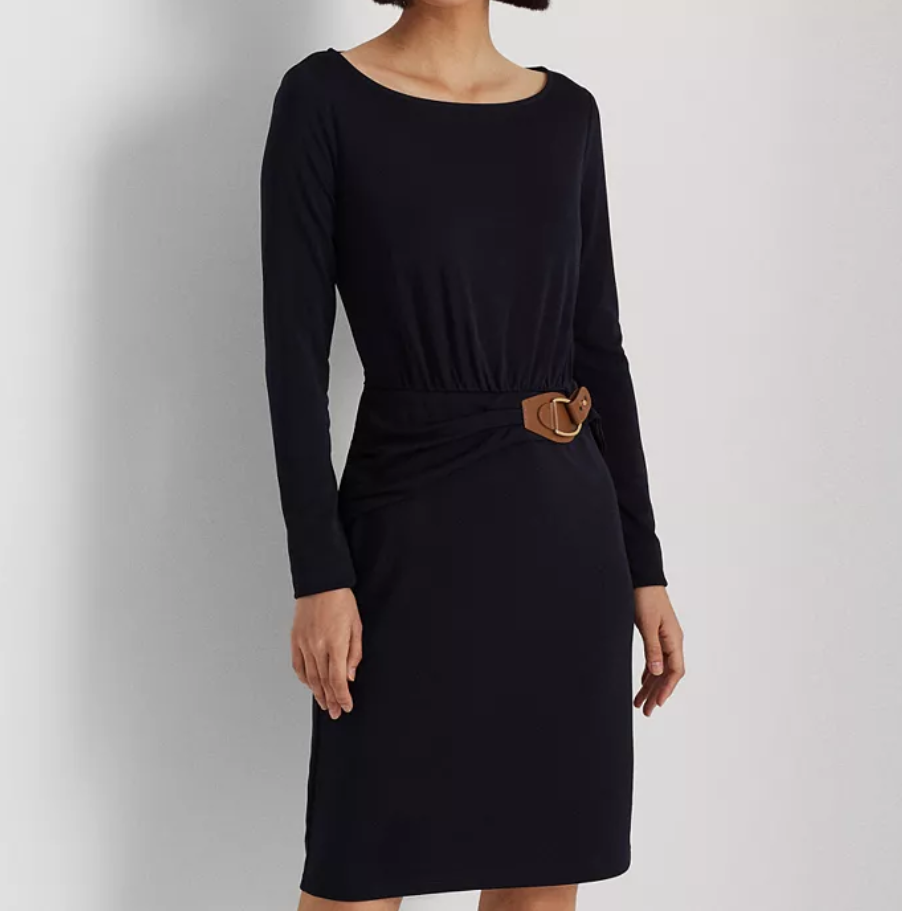 LAUREN RALPH LAUREN Buckle-Trim Stretch Jersey Dress