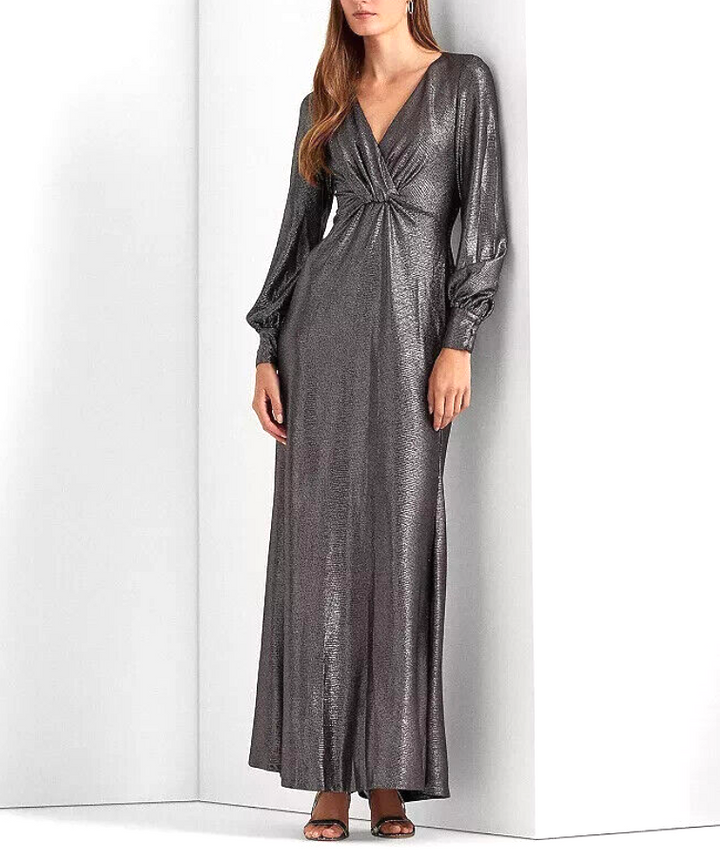 LAUREN RALPH LAUREN Metallic Blouson Sleeve Gown