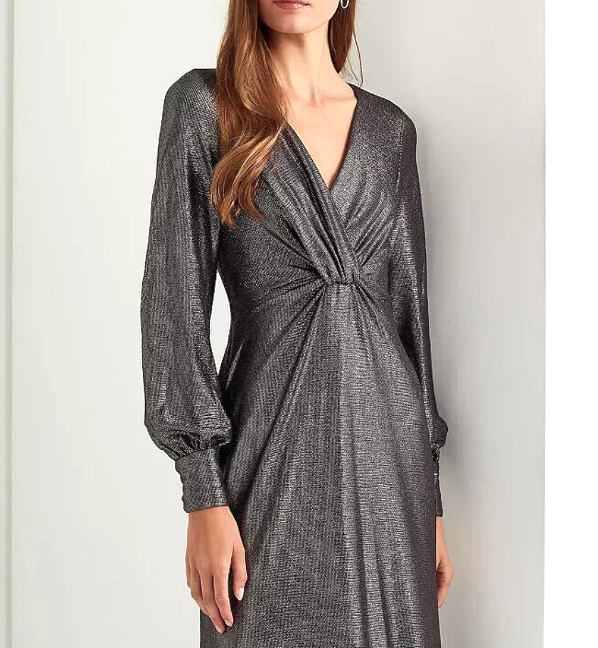LAUREN RALPH LAUREN Metallic Blouson Sleeve Gown