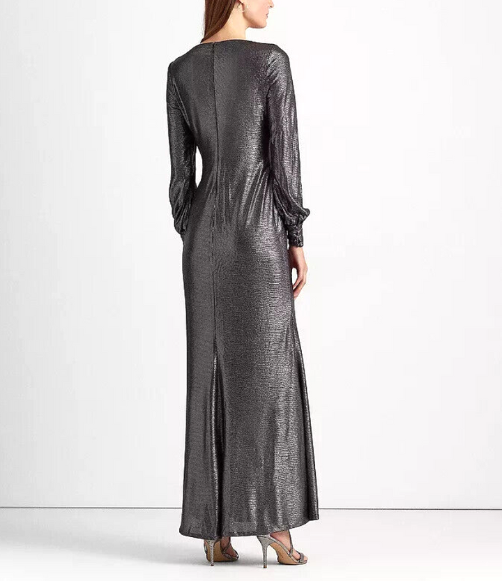 LAUREN RALPH LAUREN Metallic Blouson Sleeve Gown