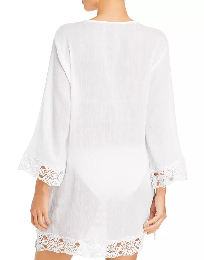 La Blanca Crocheted Lace Trim Tunic Swim Cover-Up