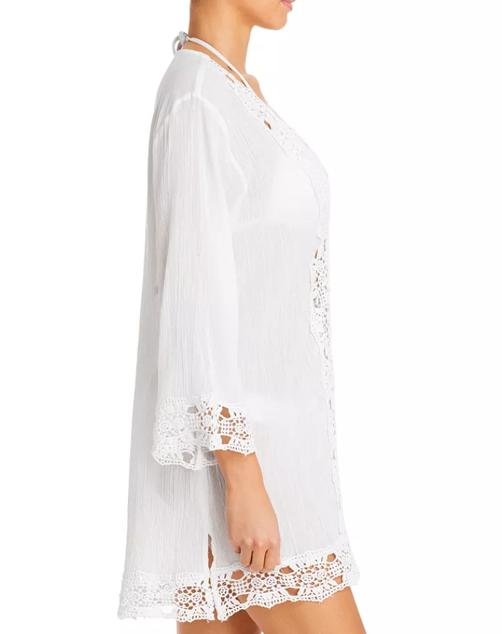 La Blanca Crocheted Lace Trim Tunic Swim Cover-Up