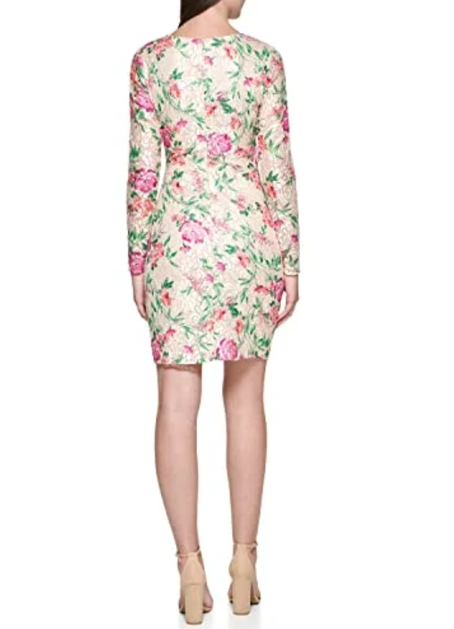 GUESS Printed Lace Sheath Dress