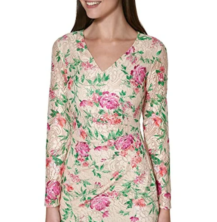 GUESS Printed Lace Sheath Dress