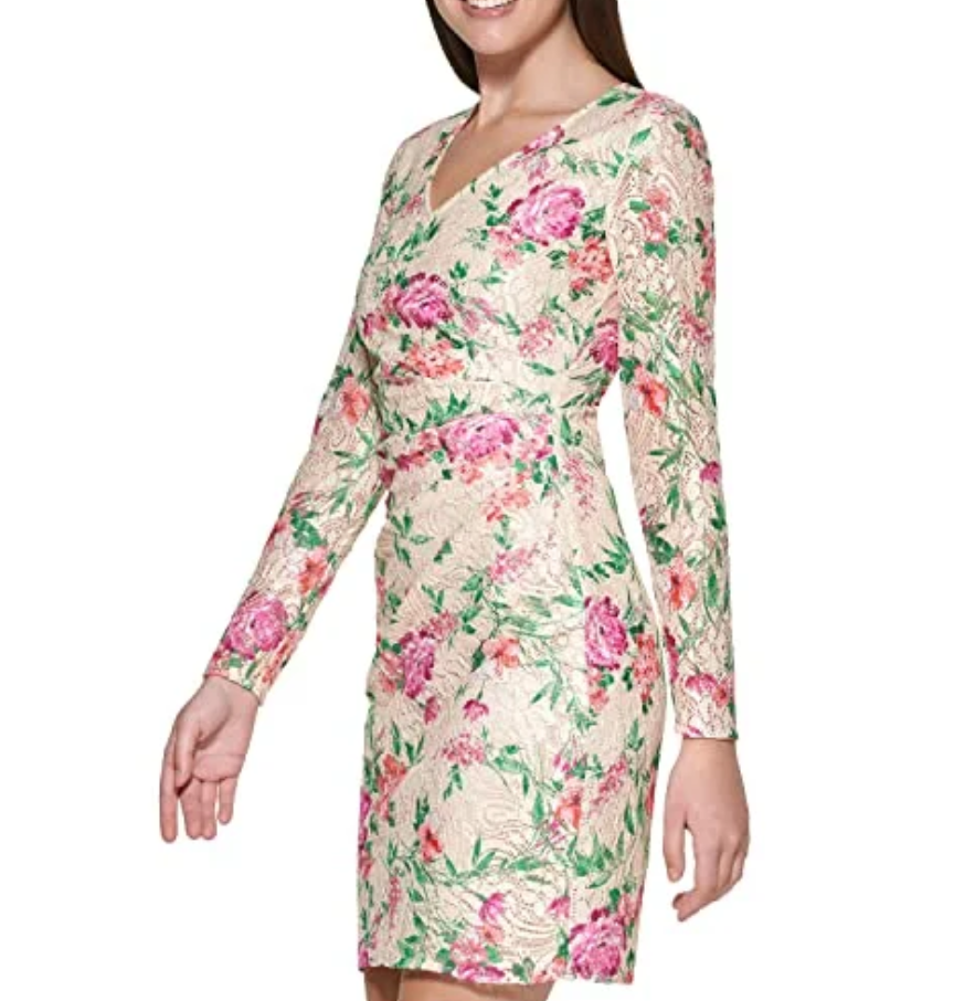 GUESS Printed Lace Sheath Dress