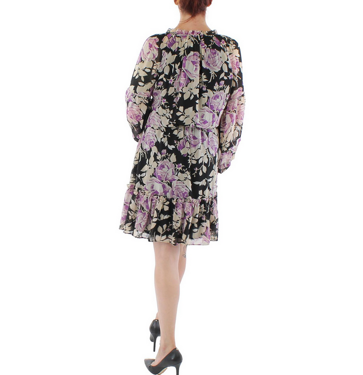 Ralph Lauren Floral Crinkle Georgette Tie Neck Dress