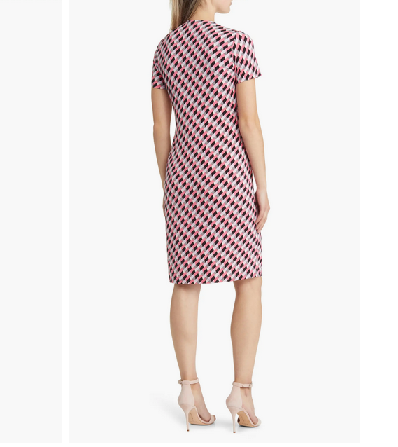 Anne Klein Check Print Faux Wrap Dress
