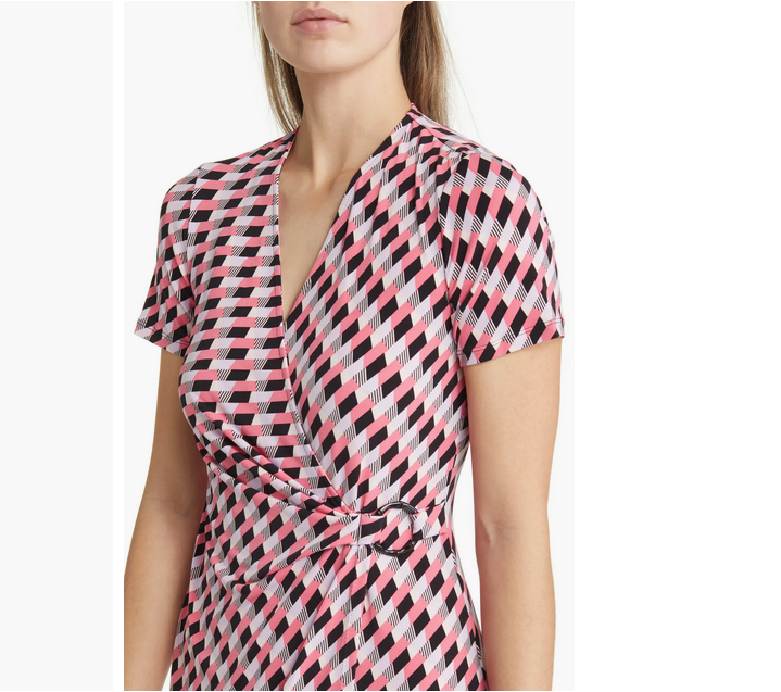 Anne Klein Check Print Faux Wrap Dress