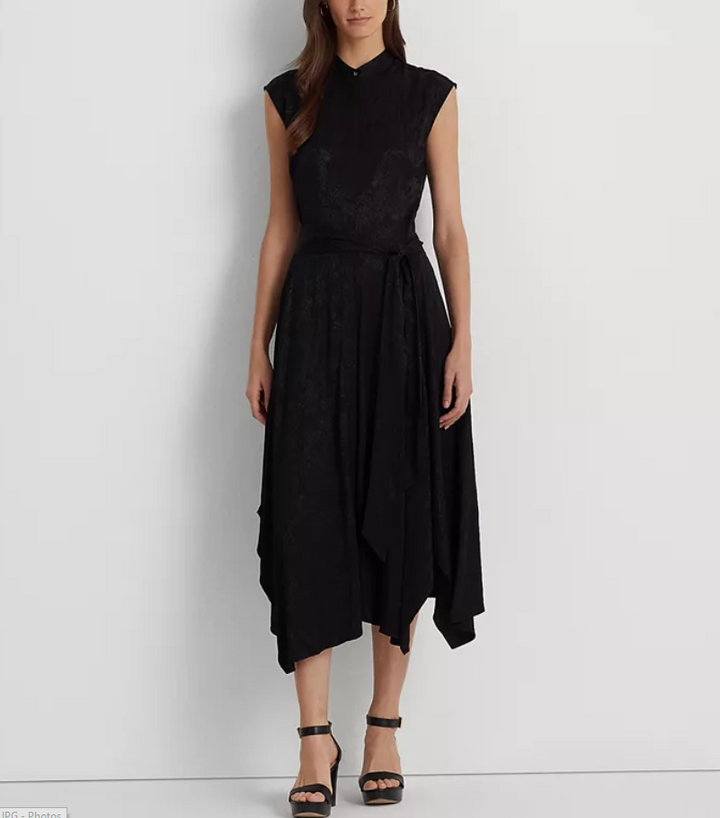 LAUREN RALPH LAUREN Petite Glossy Paisley Jacquard A-Line Shirtdress