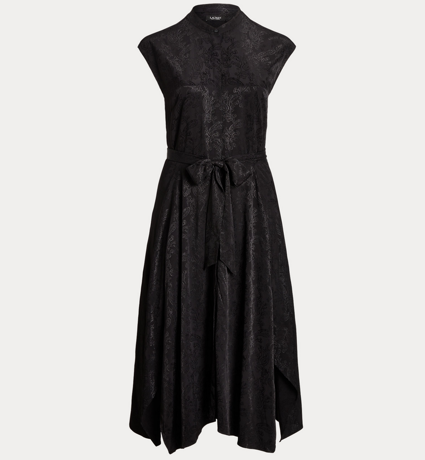 LAUREN RALPH LAUREN Petite Glossy Paisley Jacquard A-Line Shirtdress