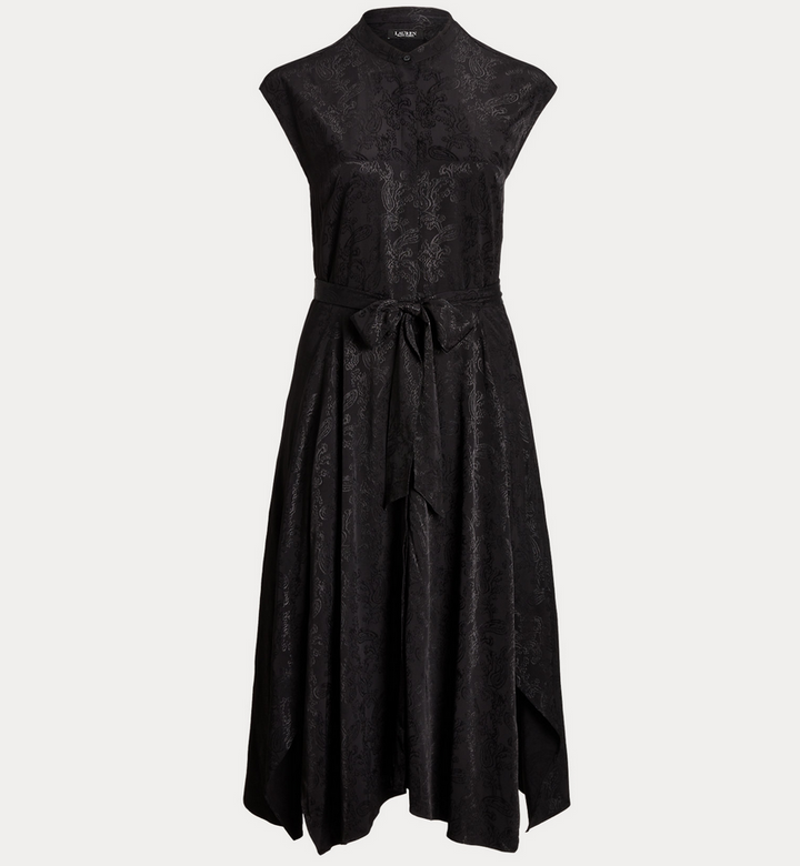 LAUREN RALPH LAUREN Petite Glossy Paisley Jacquard A-Line Shirtdress