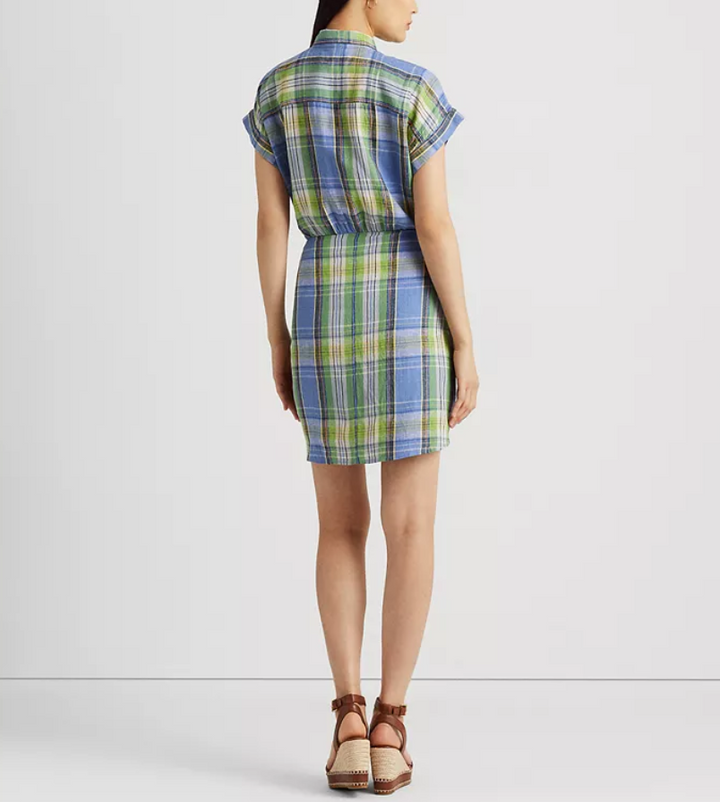 LAUREN RALPH LAUREN Plaid Tie-Front Shirtdress