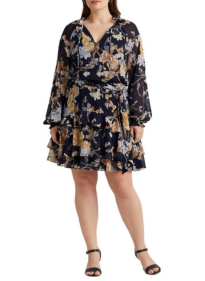 LAUREN RALPH LAUREN Plus Size Ruffled Tiered Dress