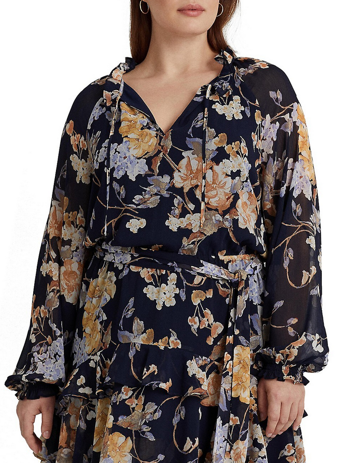 LAUREN RALPH LAUREN Plus Size Ruffled Tiered Dress