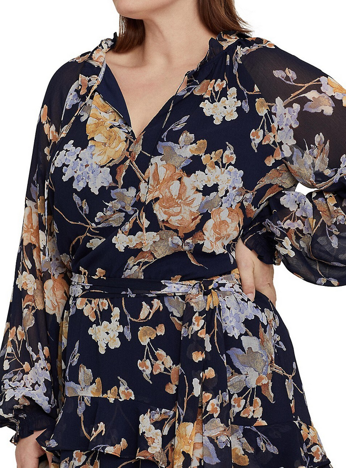 LAUREN RALPH LAUREN Plus Size Ruffled Tiered Dress