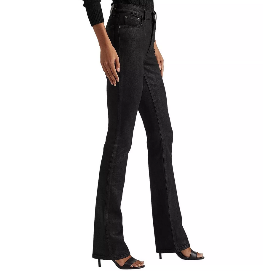 LAUREN RALPH LAUREN High Rise Coated Denim Bootcut Jeans