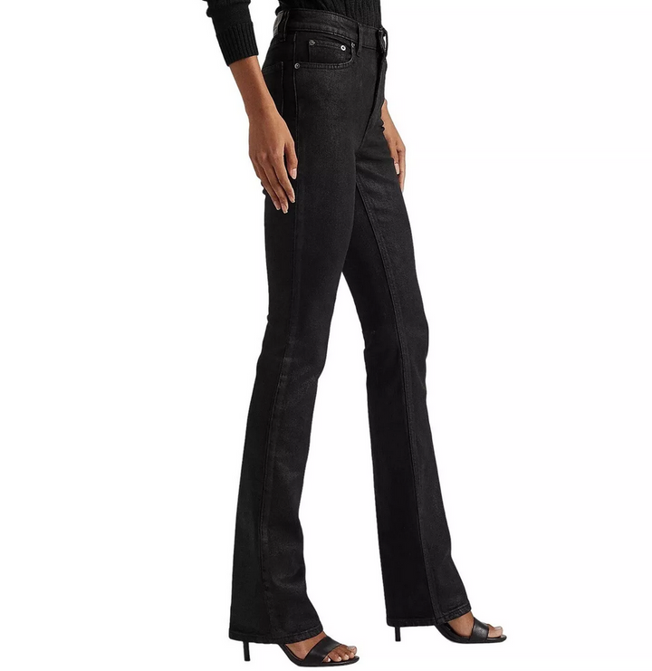 LAUREN RALPH LAUREN High Rise Coated Denim Bootcut Jeans