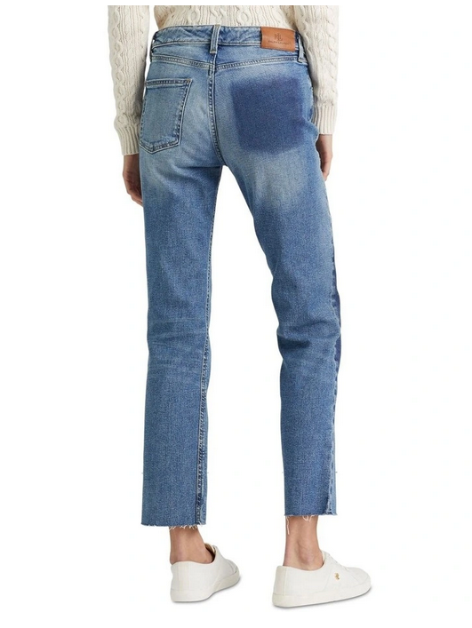 LAUREN RALPH LAUREN High-Rise Patchwork Straight Cropped Jeans