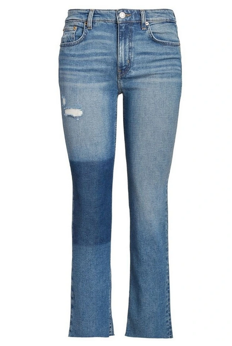 LAUREN RALPH LAUREN High-Rise Patchwork Straight Cropped Jeans