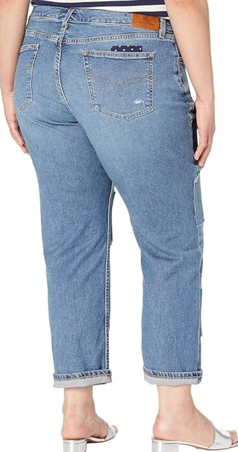 LAUREN RALPH LAUREN Plus Size Patchwork Relaxed Tapered Jeans