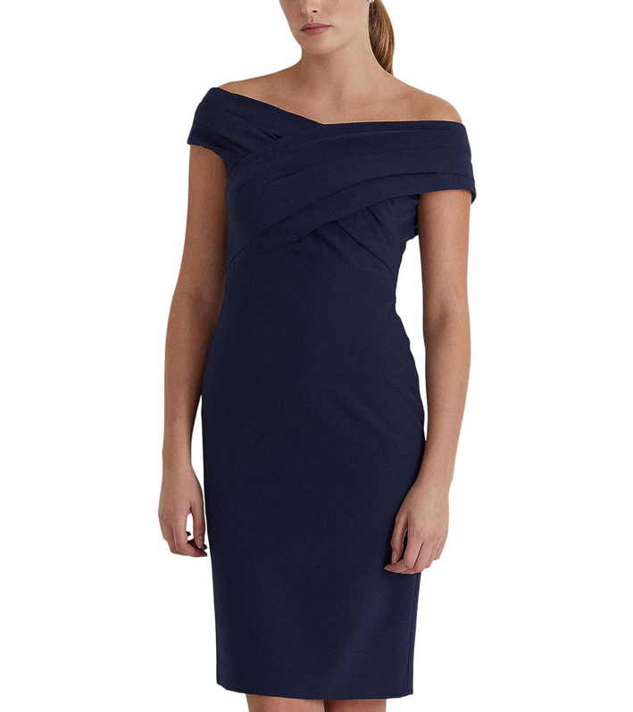 Ralph Lauren Crepe Off-the-Shoulder Cocktail Dress