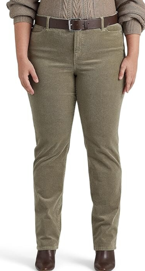LAUREN RALPH LAUREN Plus Size Mid-Rise Corduroy Straight Pants