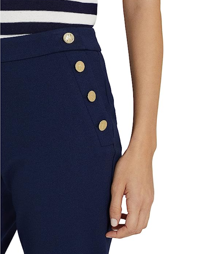 Lauren Ralph Lauren Button-Trim Ponte Ankle Pants