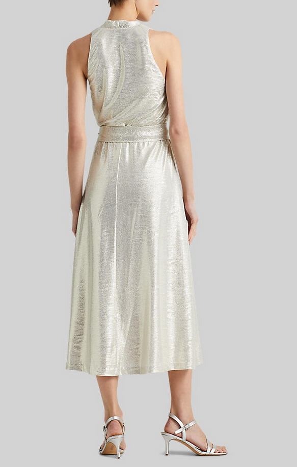 LAUREN RALPH LAUREN Metallic Jersey Halter Cocktail Dress