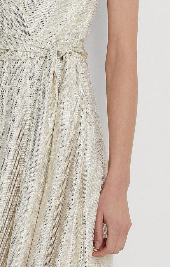 LAUREN RALPH LAUREN Metallic Jersey Halter Cocktail Dress