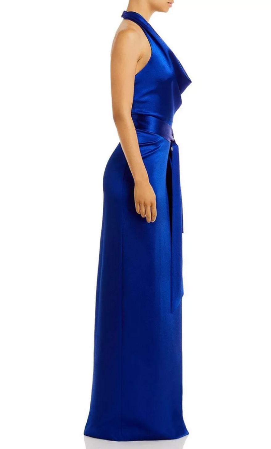 Aidan by Aidan Mattox Satin Cowl Neck Gown