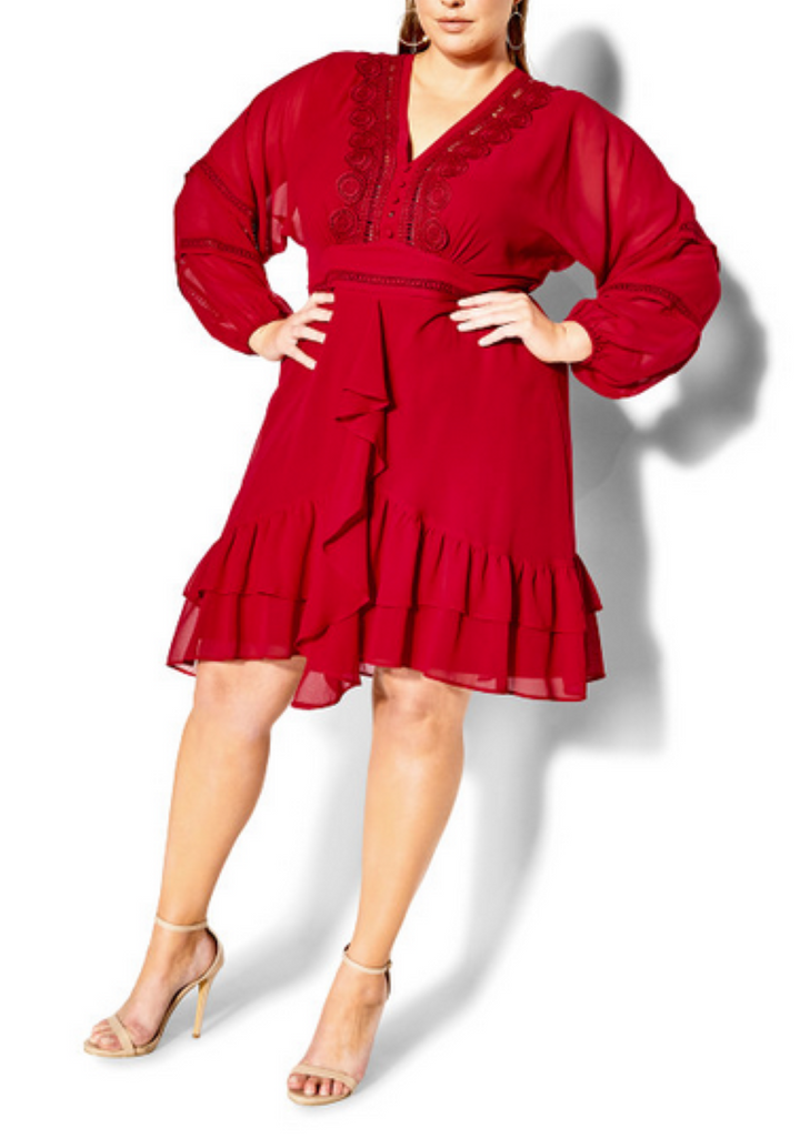 CITY CHIC Trendy Plus Size Sweetheart Ruffle Dress