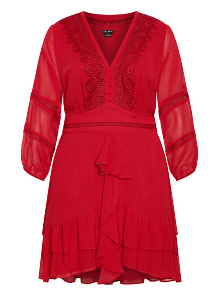 CITY CHIC Trendy Plus Size Sweetheart Ruffle Dress