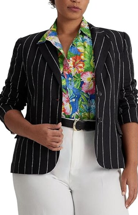 Lauren Ralph Lauren Pinstripe Linen Blazer