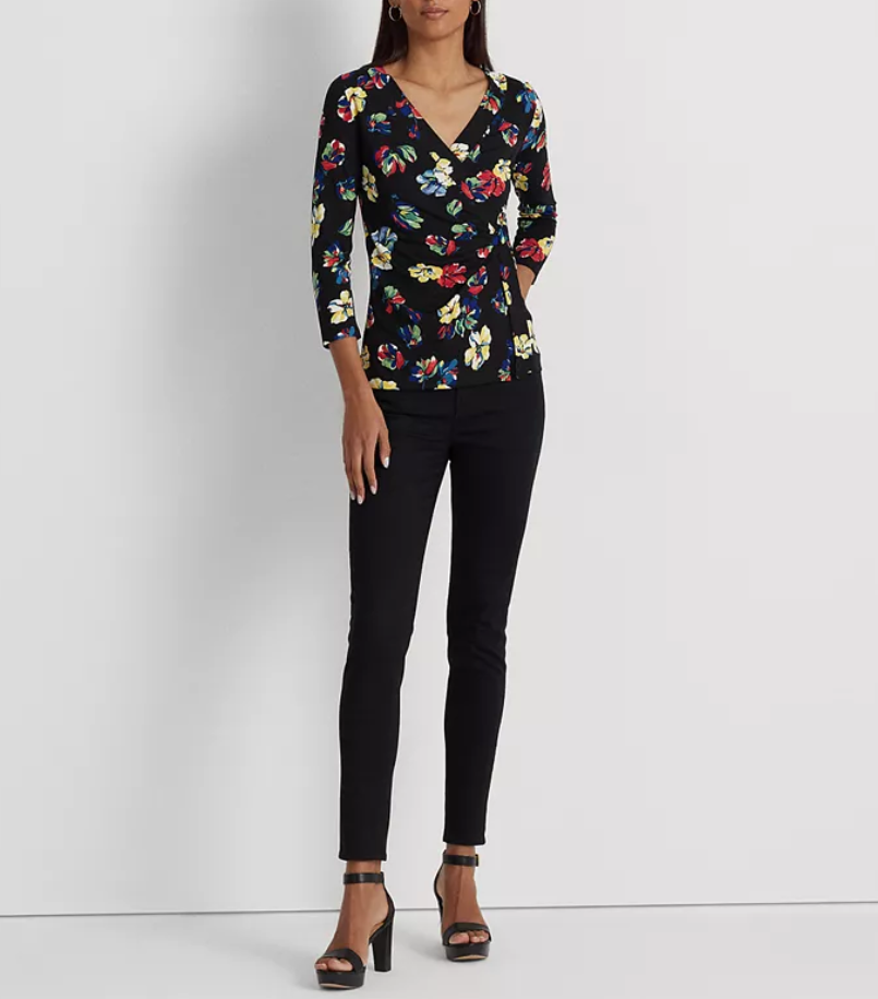 LAUREN RALPH LAUREN Floral Stretch Jersey Top
