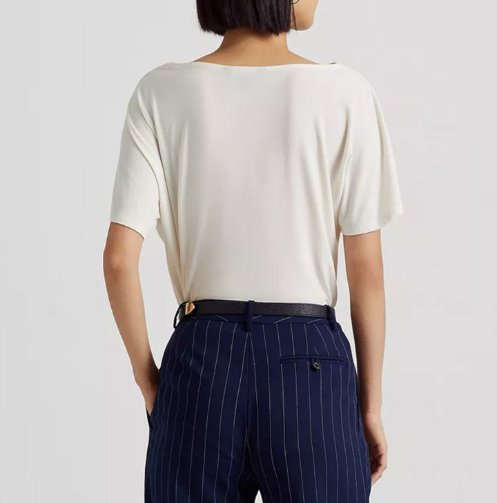 LAUREN RALPH LAUREN Pleated Stretch Jersey T-Shirt