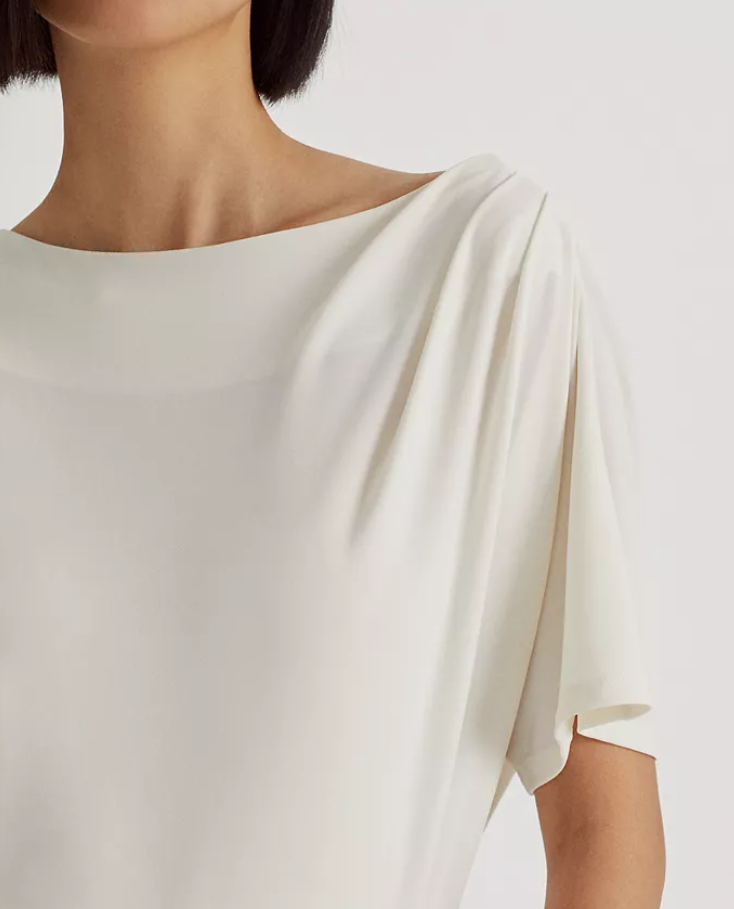 LAUREN RALPH LAUREN Pleated Stretch Jersey T-Shirt