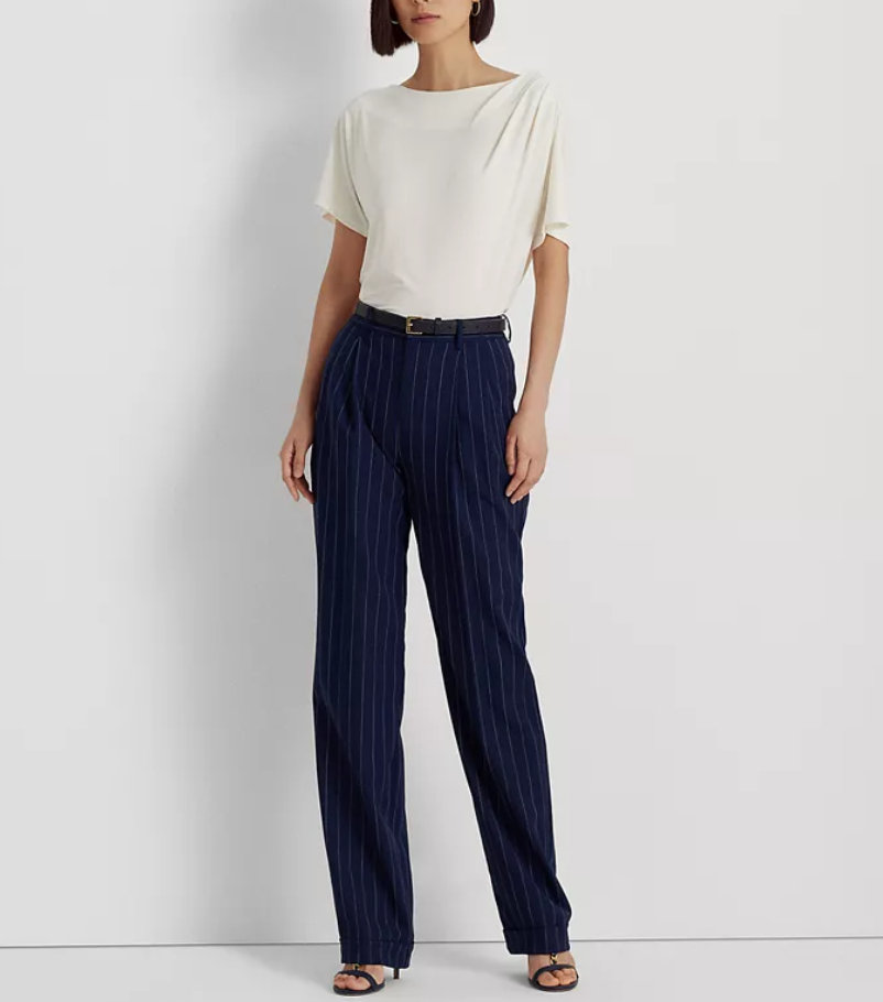 LAUREN RALPH LAUREN Pleated Stretch Jersey T-Shirt