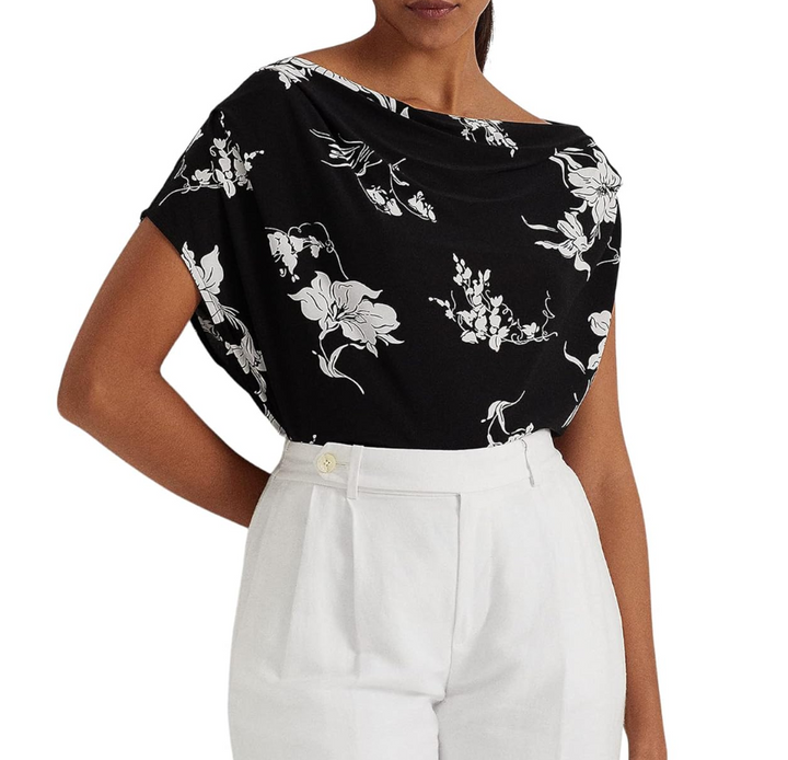 LAUREN RALPH LAUREN Floral Jersey Off-the-Shoulder Top