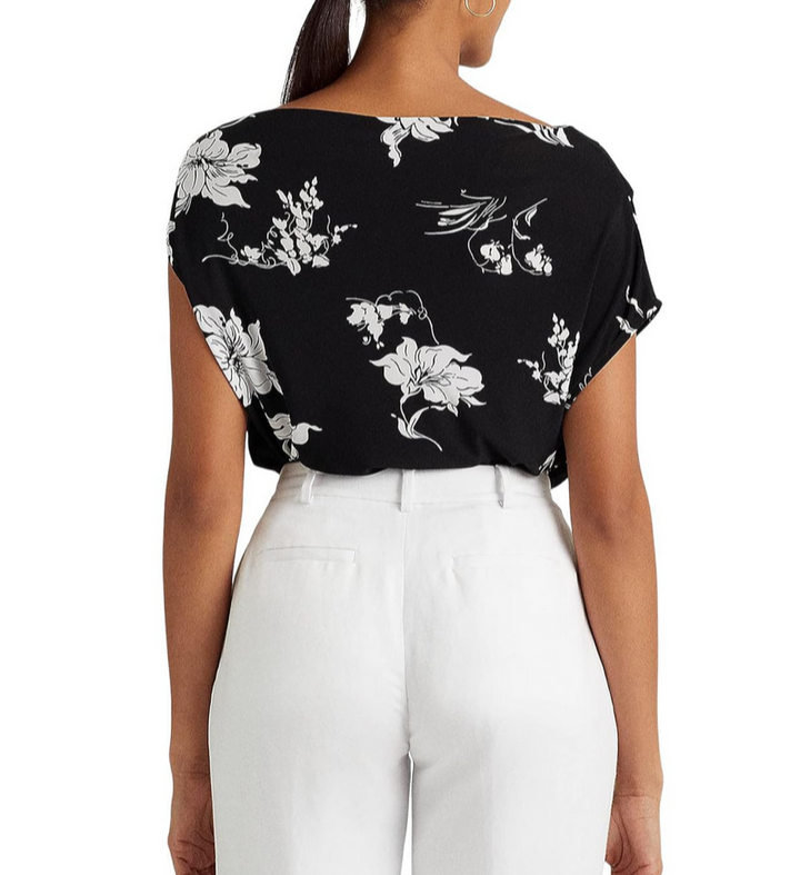 LAUREN RALPH LAUREN Floral Jersey Off-the-Shoulder Top