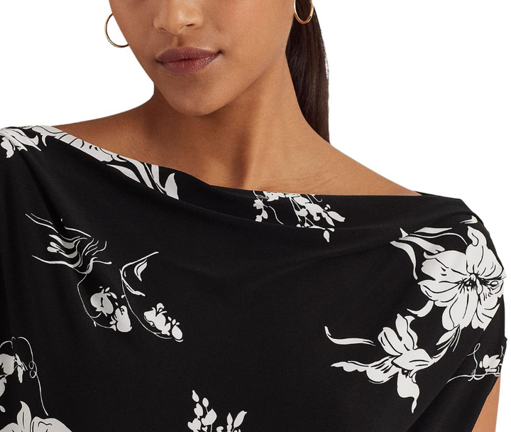 LAUREN RALPH LAUREN Floral Jersey Off-the-Shoulder Top